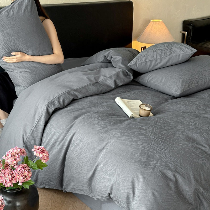 Class a Light Luxury Style Jacquard Washed Cotton Four-Piece Set, Pure Cotton Texture, Suitable for Sleeping Directly on the Bed, High-End Bedding