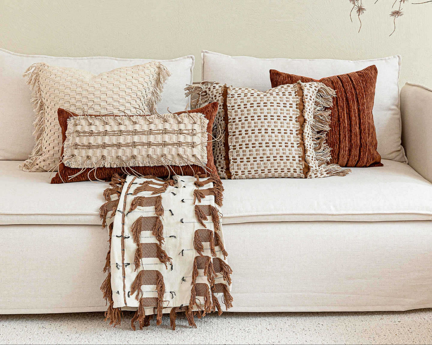 High-End Mid-Century Style Orange Coffee Color Sofa Pillow - Julia M LifeStyles