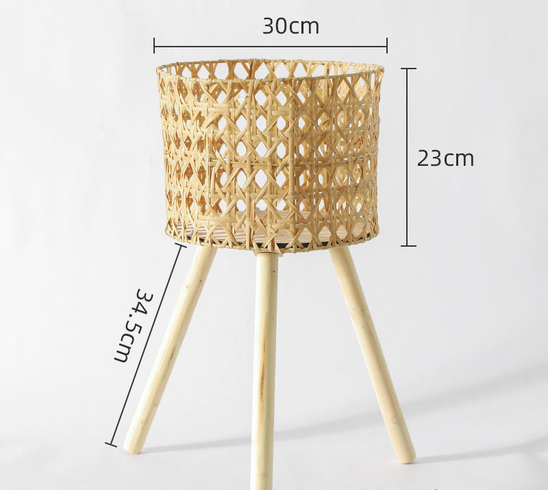 Nordic Solid Wood Rattan Flower Stand and Storage Rack - Julia M LifeStyles