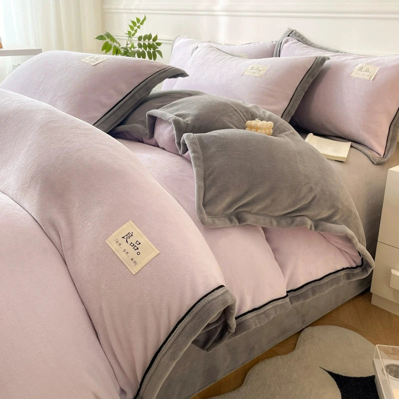 Luxurious Milk Fiber 4-Piece Flannel Bedding Set for Winter Julia M LifeStyles