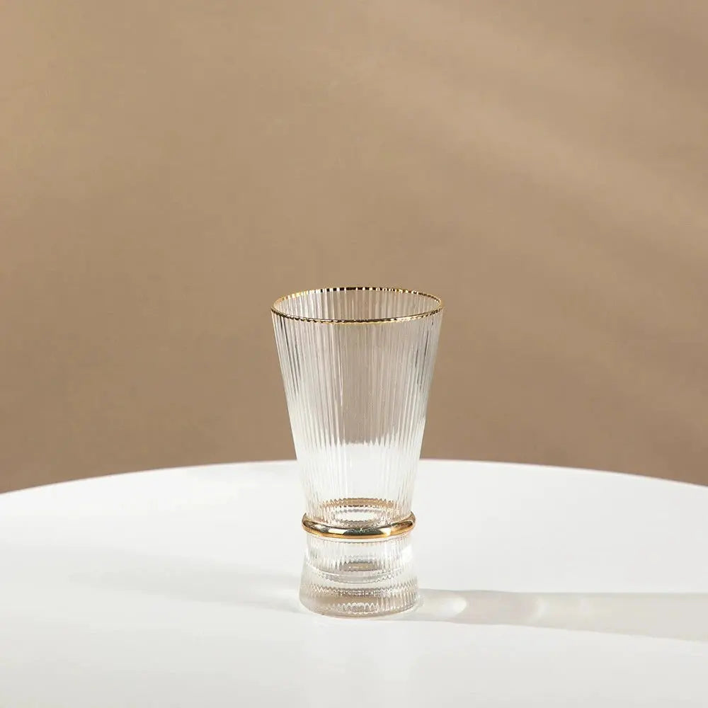 Vertical Grain Gold Waistline Goblet Champagne Glass Cocktail Glass Vertical Grain Water Cup Suit Electroplated Gold Creative Wine Ware Julia M Home & Kitchen