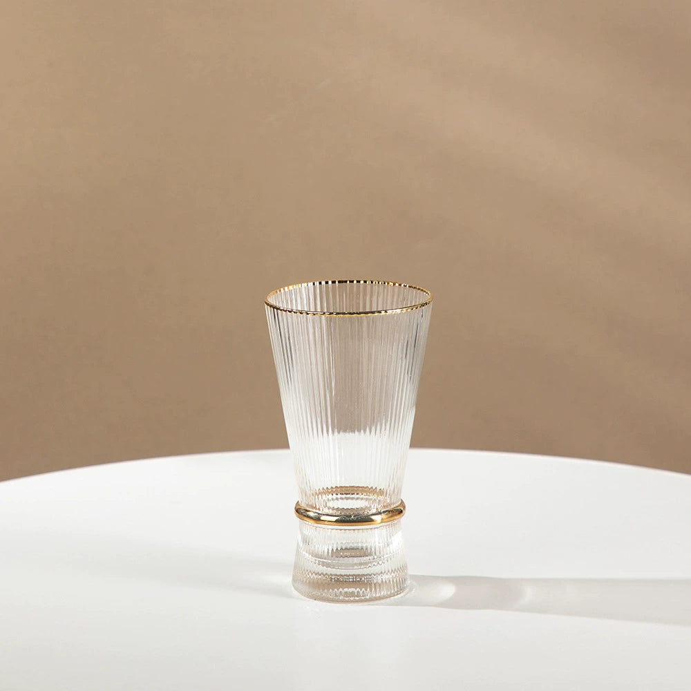 Vertical Grain Gold Waistline Goblet Champagne Glass Cocktail Glass Vertical Grain Water Cup Suit Electroplated Gold Creative Wine Ware Julia M Home & Kitchen