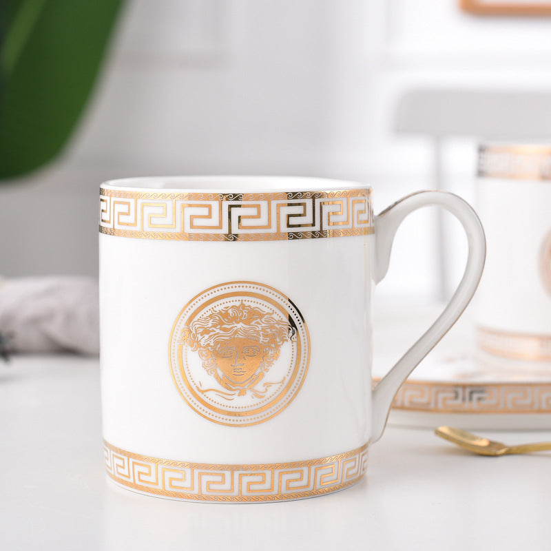 350ml Large Mouth Ceramic Mug Bone China for Office Couple Breakfast Milk Cup Premium Tea Cup Boss Cup