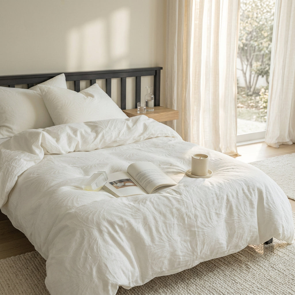 Pure White Texture Bedding Set