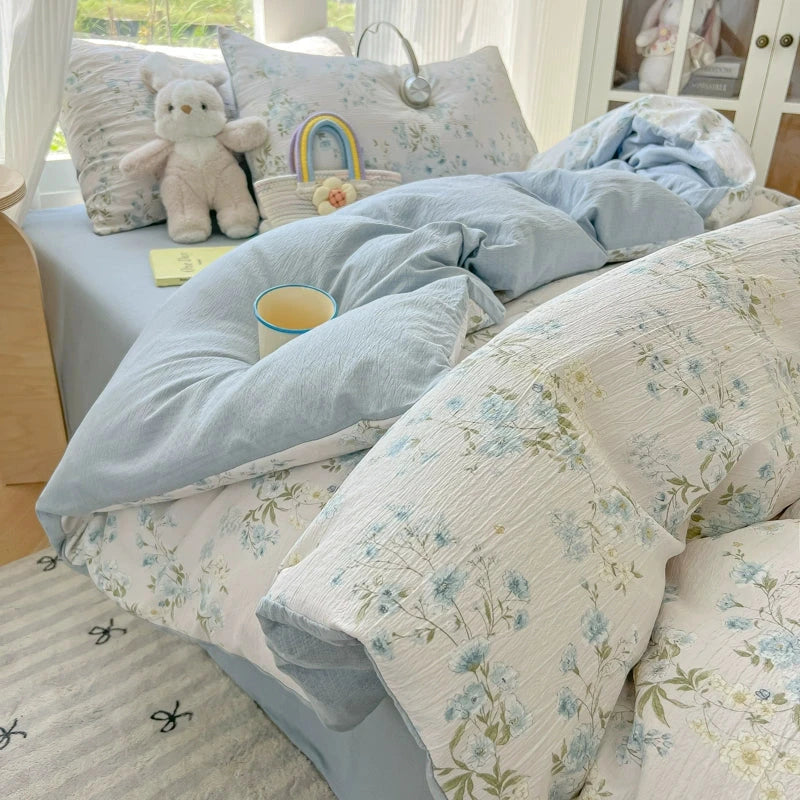 Class A Four-Piece Bedding Set Pure Cotton All Cotton All Year Round Quilt Cover Bed Sheets Quilt Cover Bed Student Dormitory Three-Piece Set Fitted Sheet 4 Julia M LifeStyles