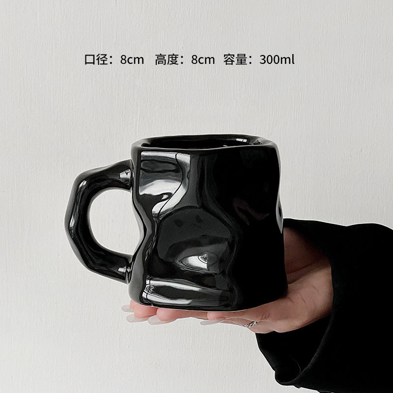 Ins Ceramic Asymmetrical Twist Coffee Mug – Elegant High-End Design