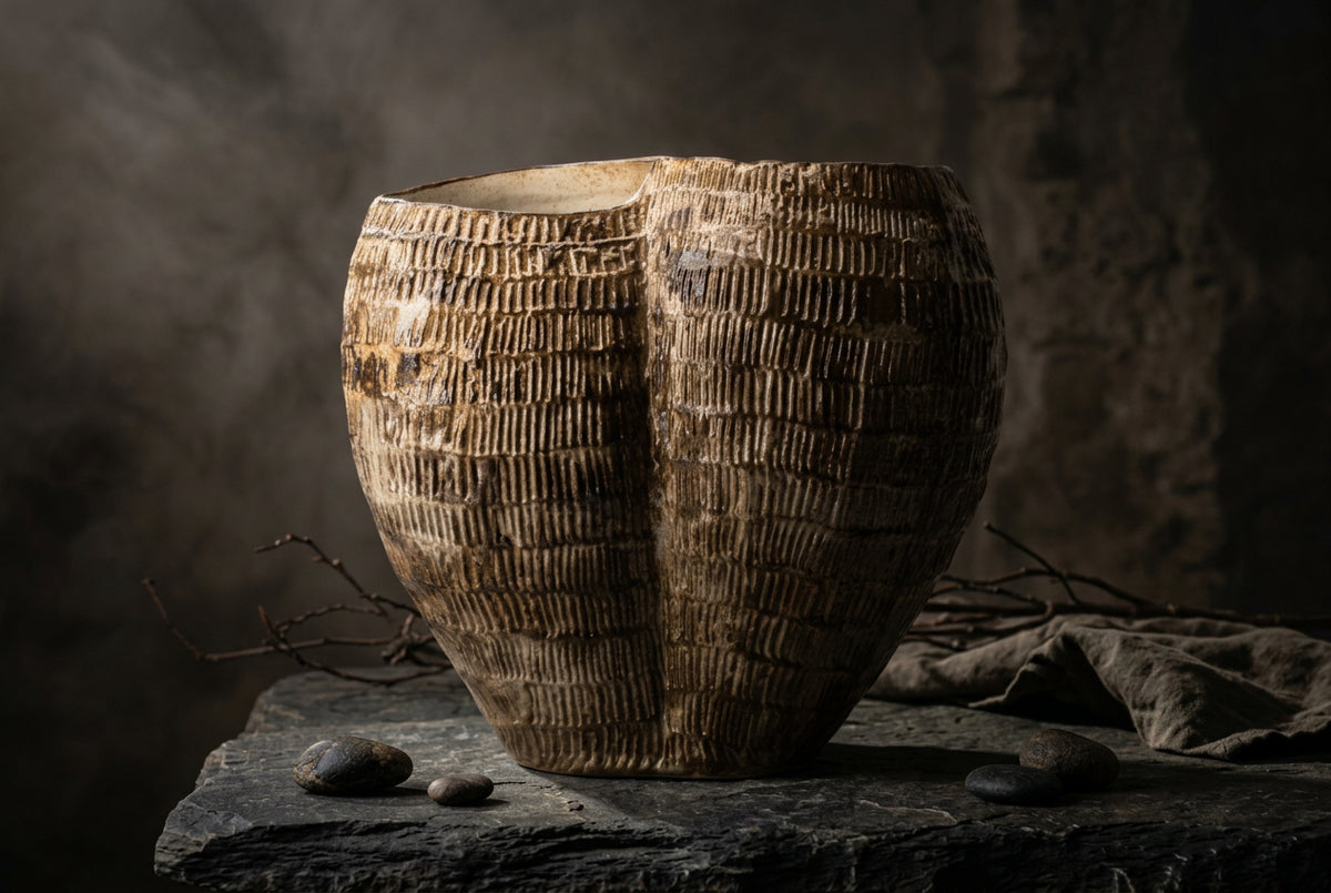 Quiet Form Hand-Painted Ceramic Vase