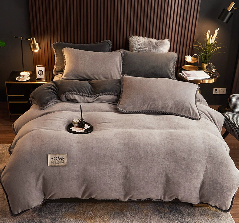 Luxurious Milk Fiber 4-Piece Flannel Bedding Set for Winter Julia M LifeStyles