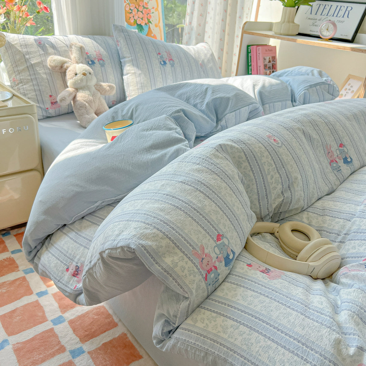 Class A Four-Piece Bedding Set Pure Cotton All Cotton All Year Round Quilt Cover Bed Sheets Quilt Cover Bed Student Dormitory Three-Piece Set Fitted Sheet 4 Julia M LifeStyles