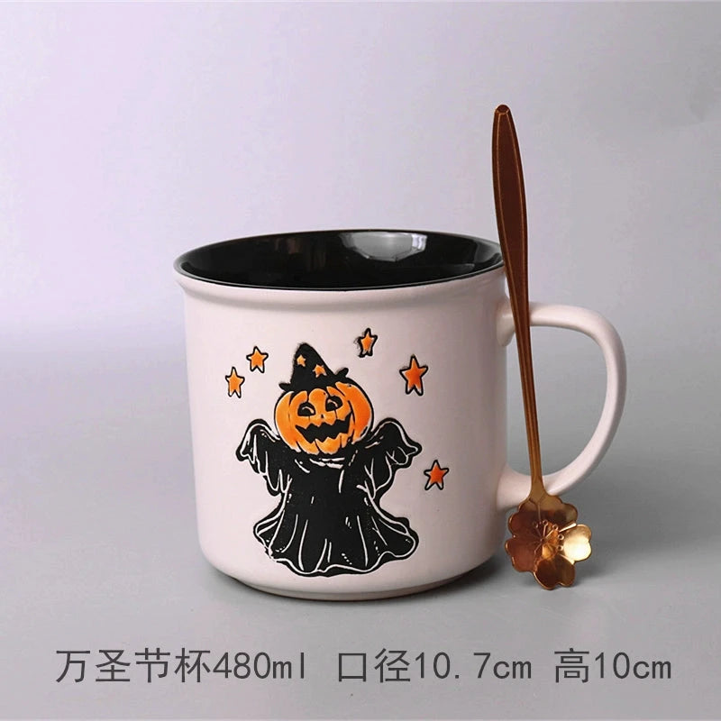 Vintage Floral Hand-Painted Ceramic Water Cup with Spoon Julia M Home & Kitchen