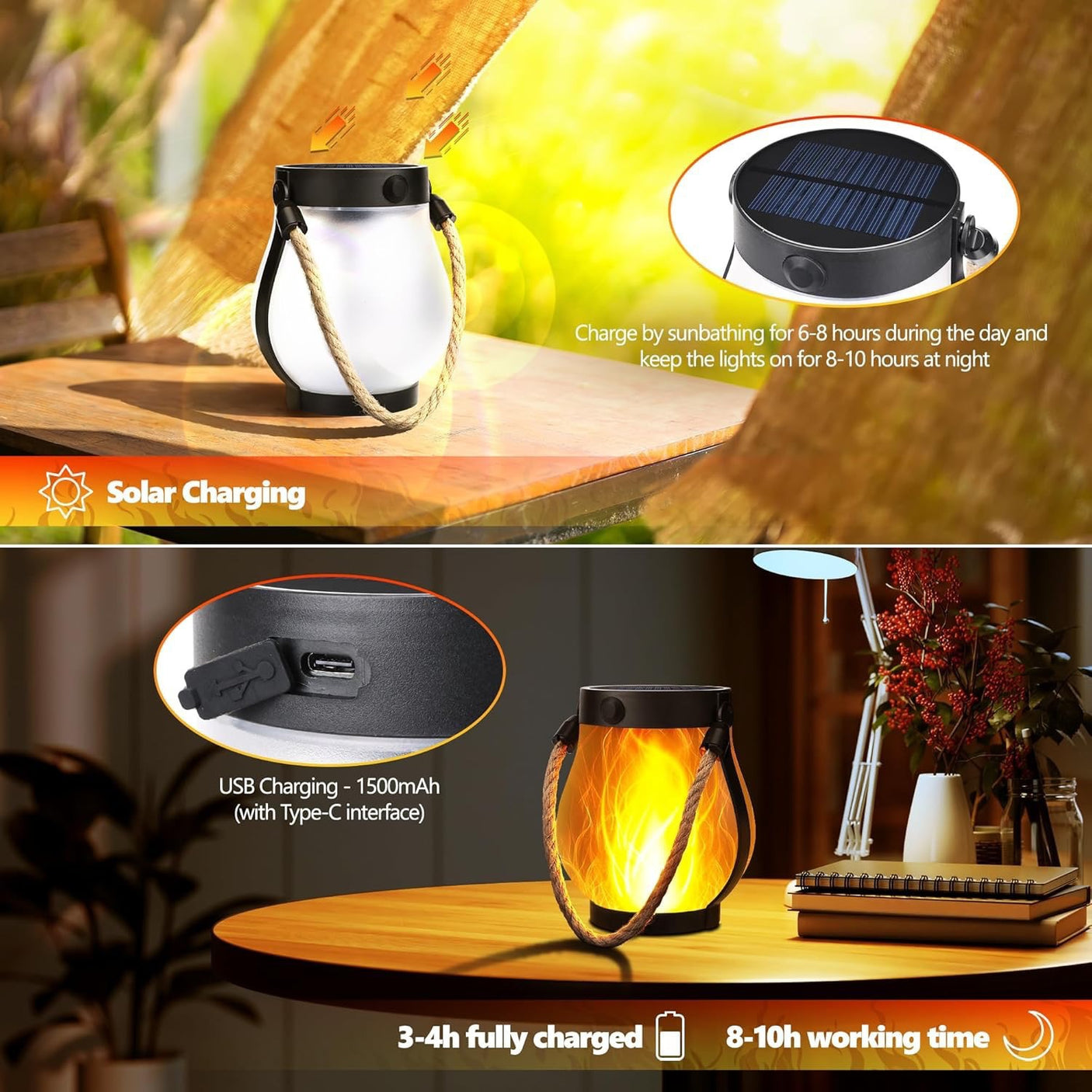 Solar Flame Lantern - Create Your Outdoor Oasis - Julia M LifeStyles