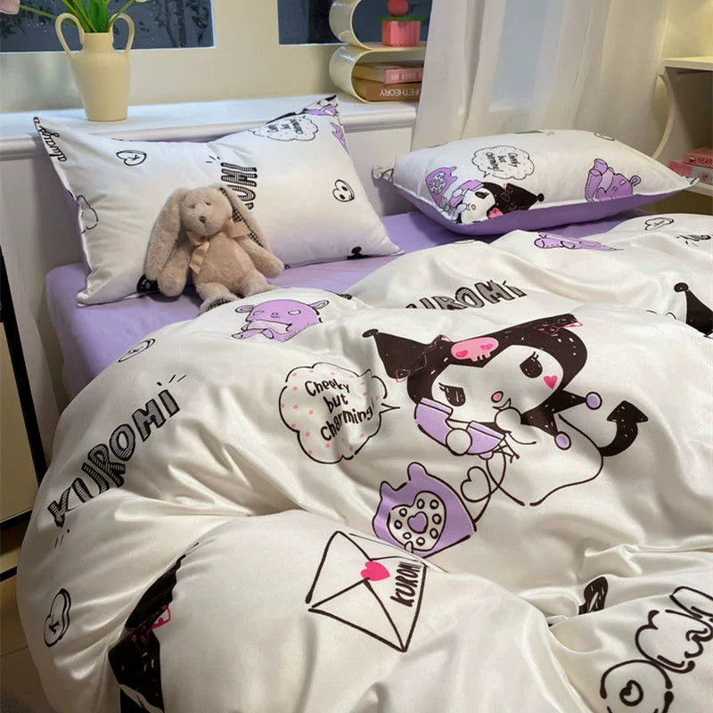 Heart Washed Cotton Cute Minimalist Pink Bed Four-Piece Set - Julia M LifeStyles