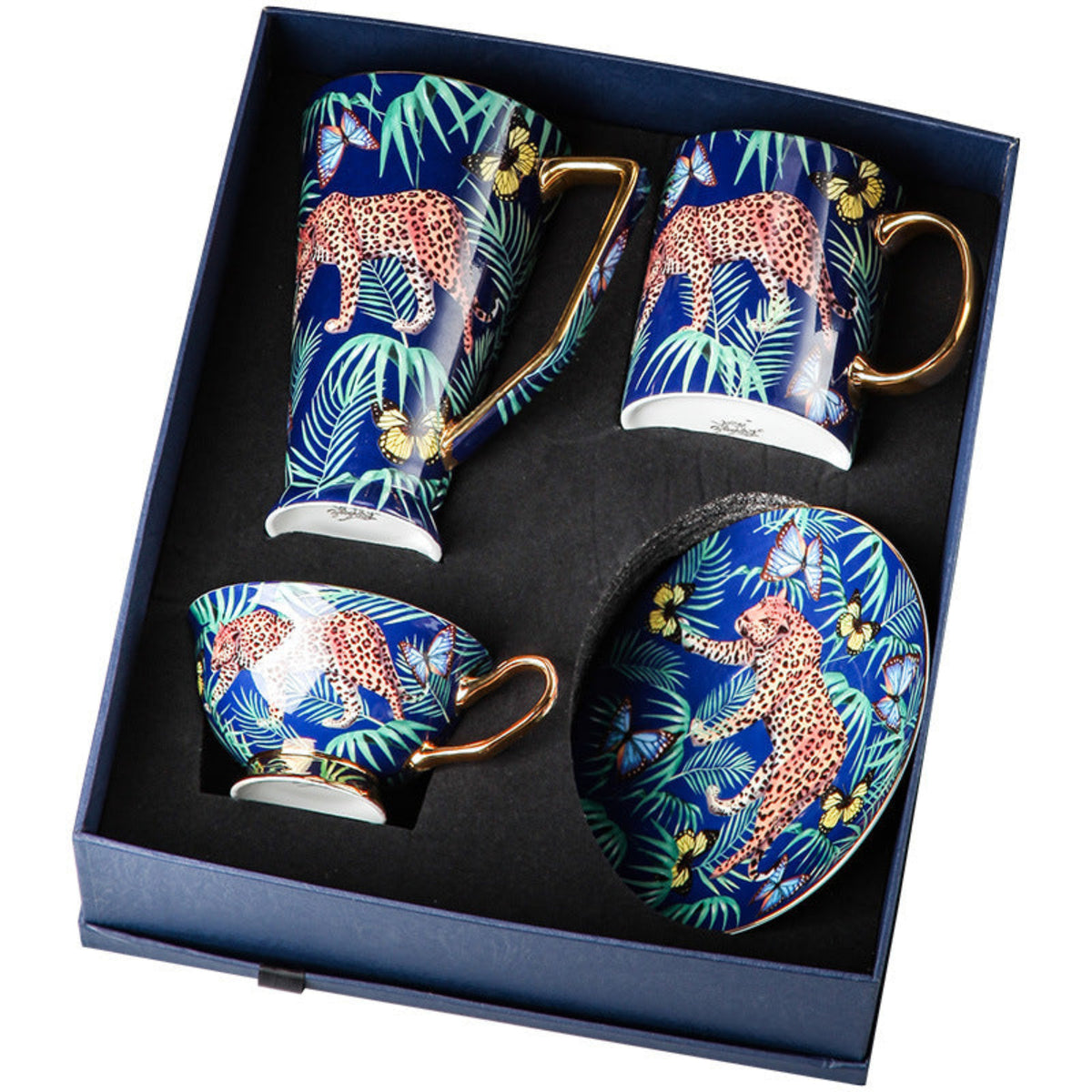 Jungle Cheetah Bone China Coffee Cup & Mug Set
