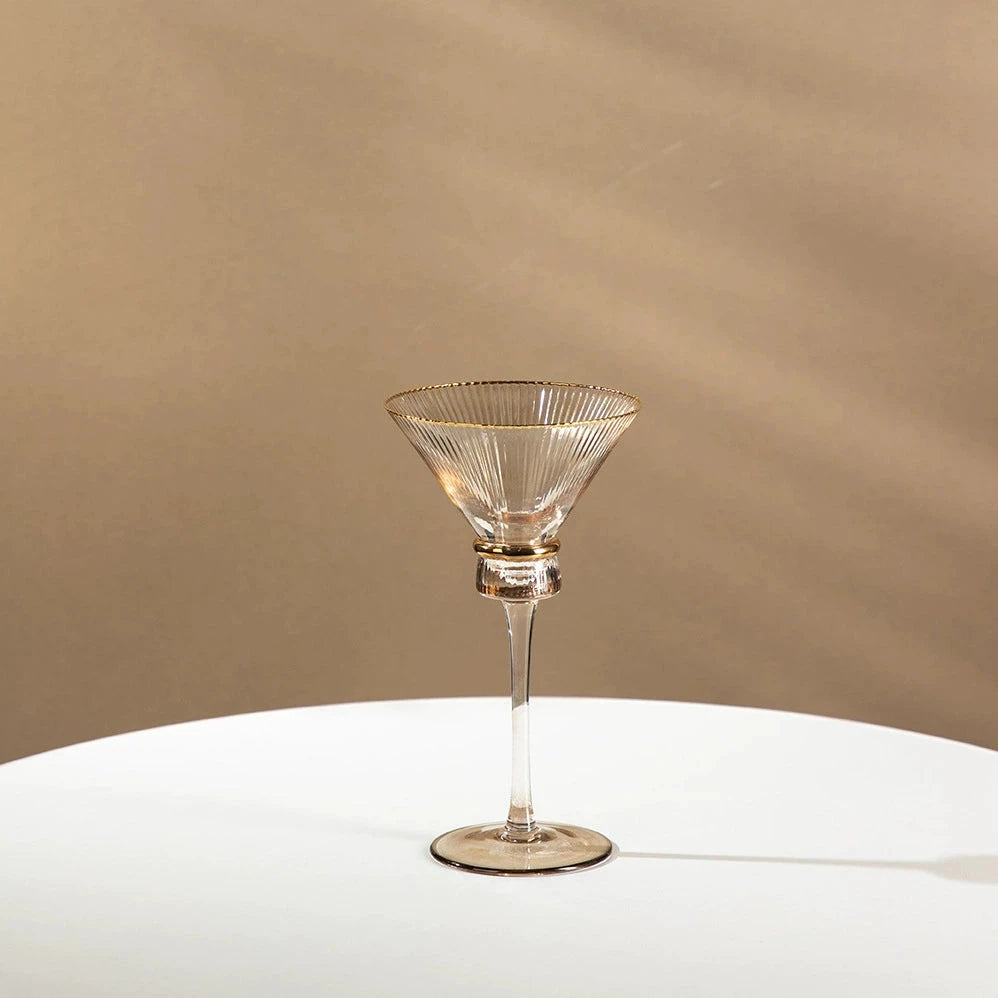 Vertical Grain Gold Waistline Goblet Champagne Glass Cocktail Glass Vertical Grain Water Cup Suit Electroplated Gold Creative Wine Ware Julia M Home & Kitchen