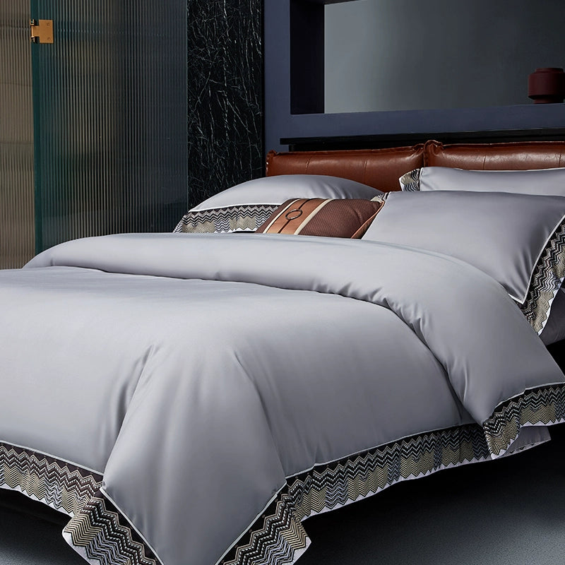 Premium Pima Cotton 4-Piece Bed Sheet Set in Geometric Design - Julia M LifeStyles