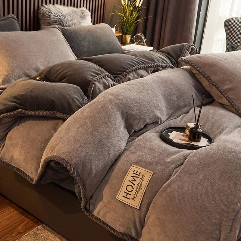 Luxurious Milk Fiber 4-Piece Flannel Bedding Set for Winter Julia M LifeStyles