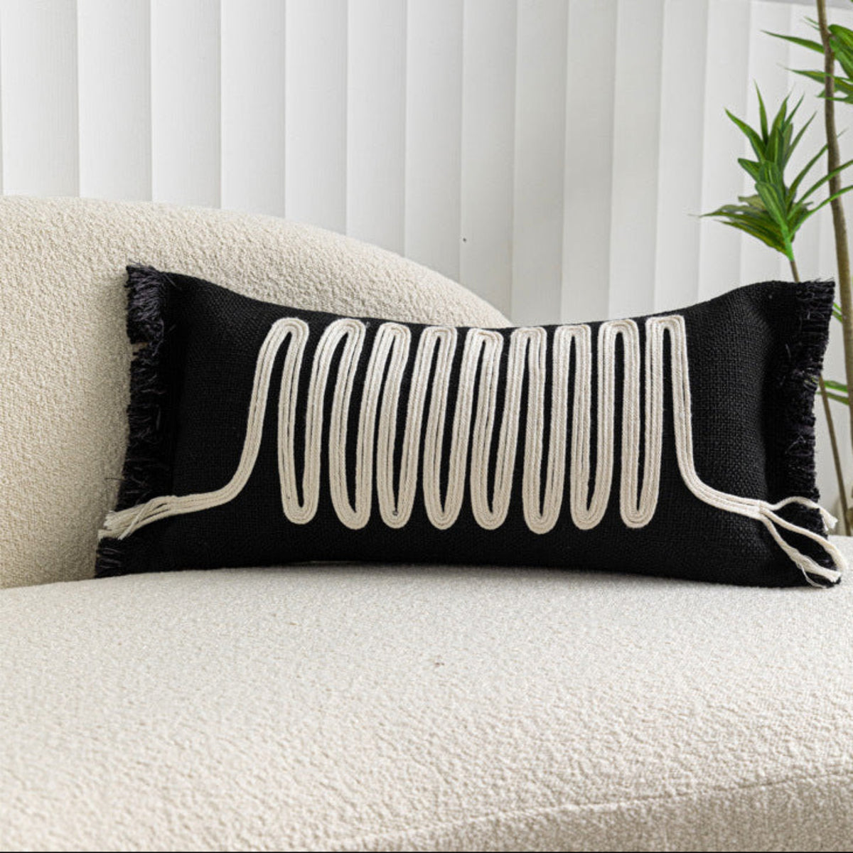 Woven Cotton Rope Lumbar Pillow