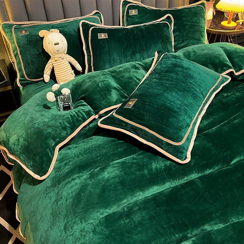 Luxurious Milk Fiber 4-Piece Flannel Bedding Set for Winter Julia M LifeStyles