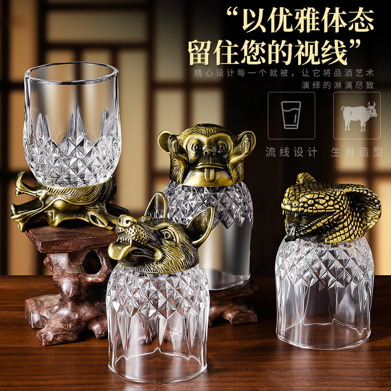 Creative Zodiac White Wine Glass Wine Dispenser Set Manufacturer Wholesale Direct Sales One-Bite Small Wine Glass Souvenir Wine Bottle