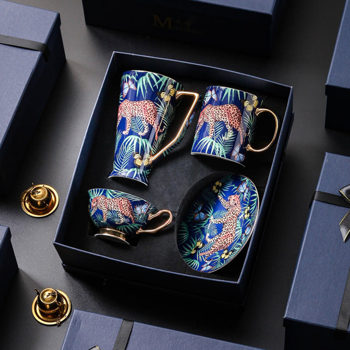 Jungle Cheetah Bone China Coffee Cup & Mug Set