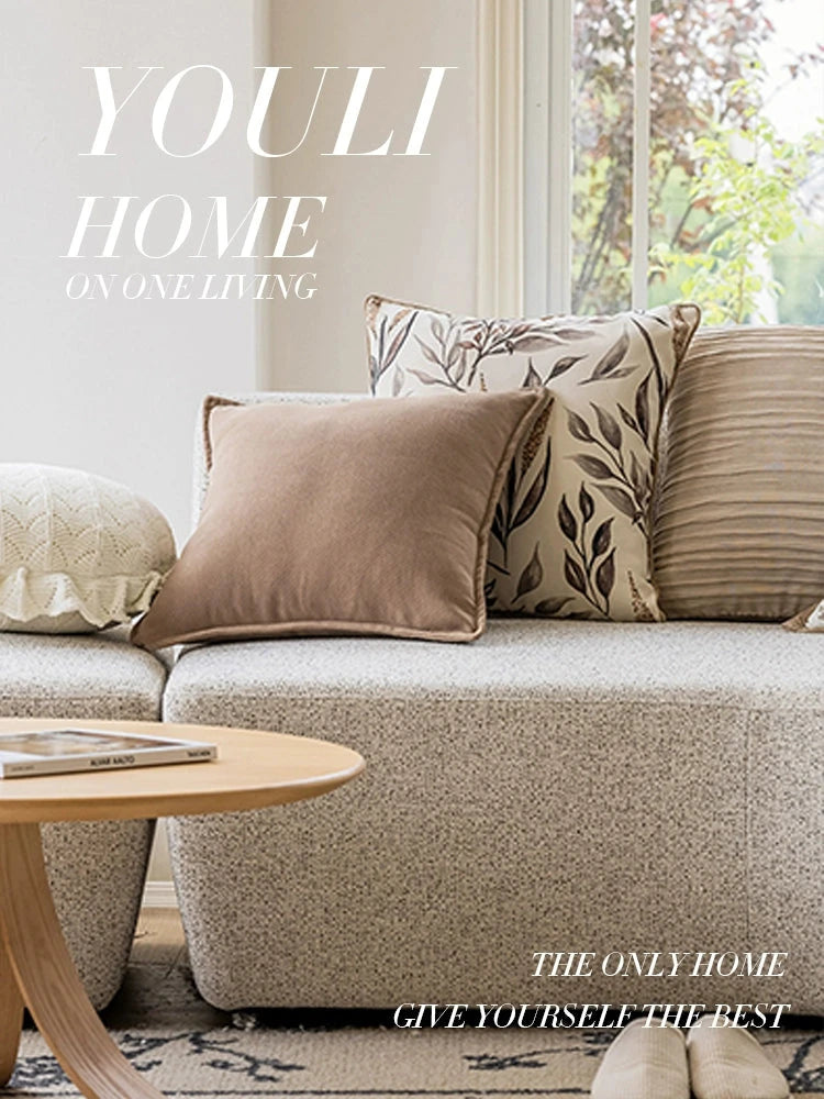 Brown Oatmeal Cream Color Accessible Luxury Living Room Sofa Pillow Cases French Beige Mid-Ancient Pillow Classy Bedside Cushion Julia M Home & Kitchen