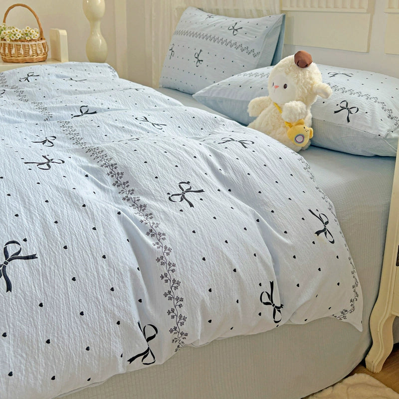 Class A Four-Piece Bedding Set Pure Cotton All Cotton All Year Round Quilt Cover Bed Sheets Quilt Cover Bed Student Dormitory Three-Piece Set Fitted Sheet 4 Julia M LifeStyles