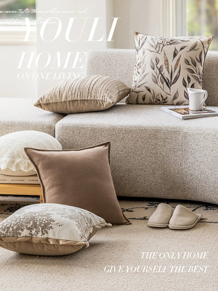 Brown Oatmeal Cream Color Accessible Luxury Living Room Sofa Pillow Cases French Beige Mid-Ancient Pillow Classy Bedside Cushion Julia M Home & Kitchen