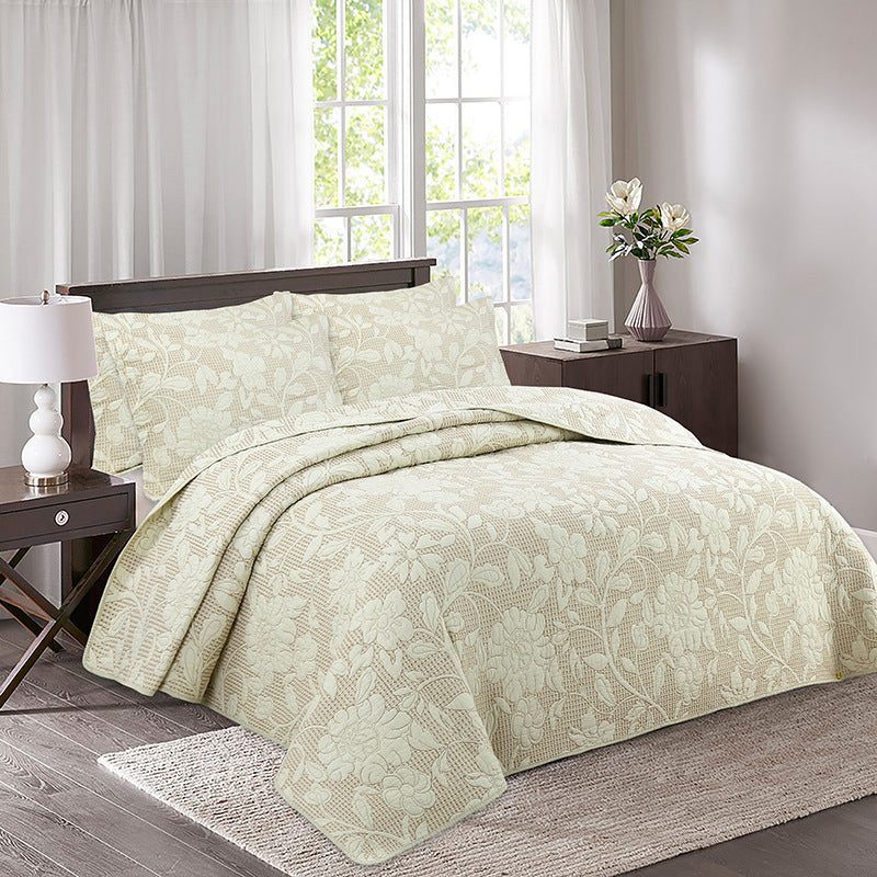 Simple pure cotton bed cover three-piece Nordic double summer cool air conditioning quilt active printing and dyeing breathable comfortable Four Seasons blanket