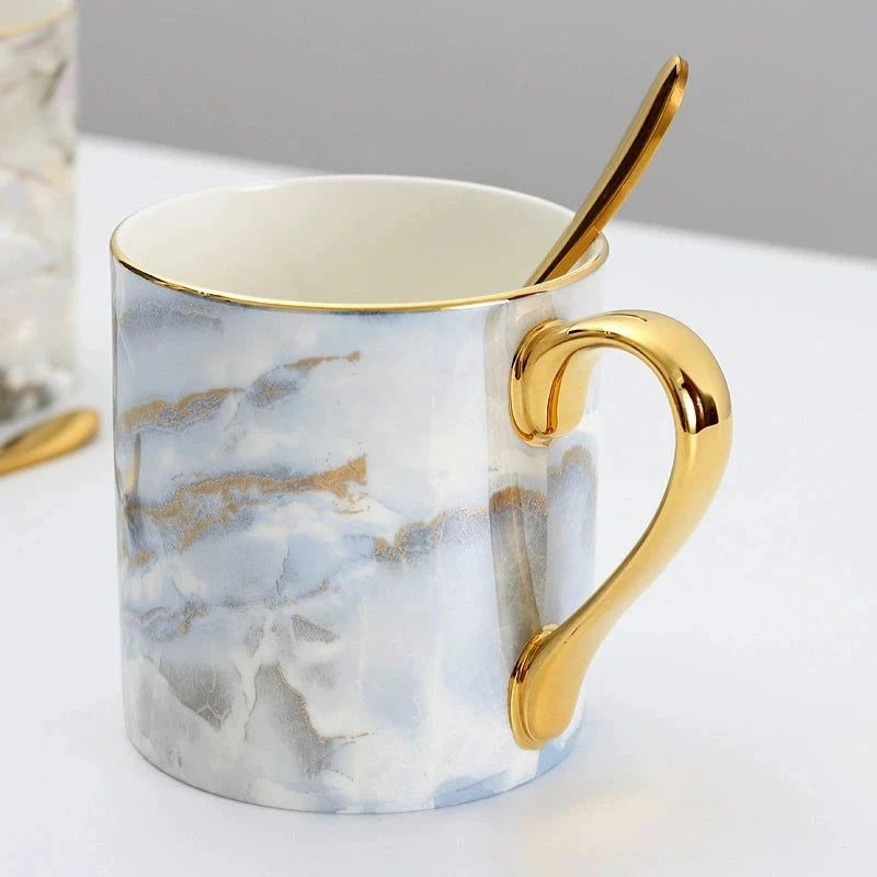 Florence Exquisite European-Style Bone China Mug with Lid and Spoon Julia M LifeStyles