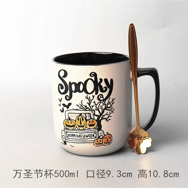 Vintage Floral Hand-Painted Ceramic Water Cup with Spoon Julia M Home & Kitchen