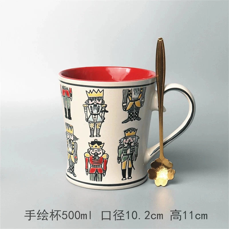 Vintage Floral Hand-Painted Ceramic Water Cup with Spoon Julia M Home & Kitchen