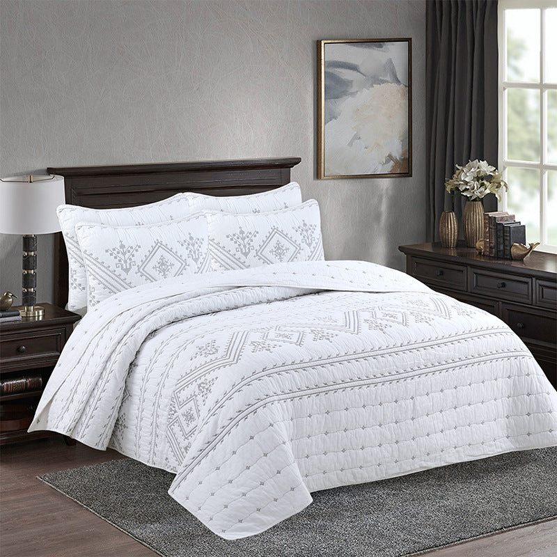 Simple pure cotton bed cover three-piece Nordic double summer cool air conditioning quilt active printing and dyeing breathable comfortable Four Seasons blanket
