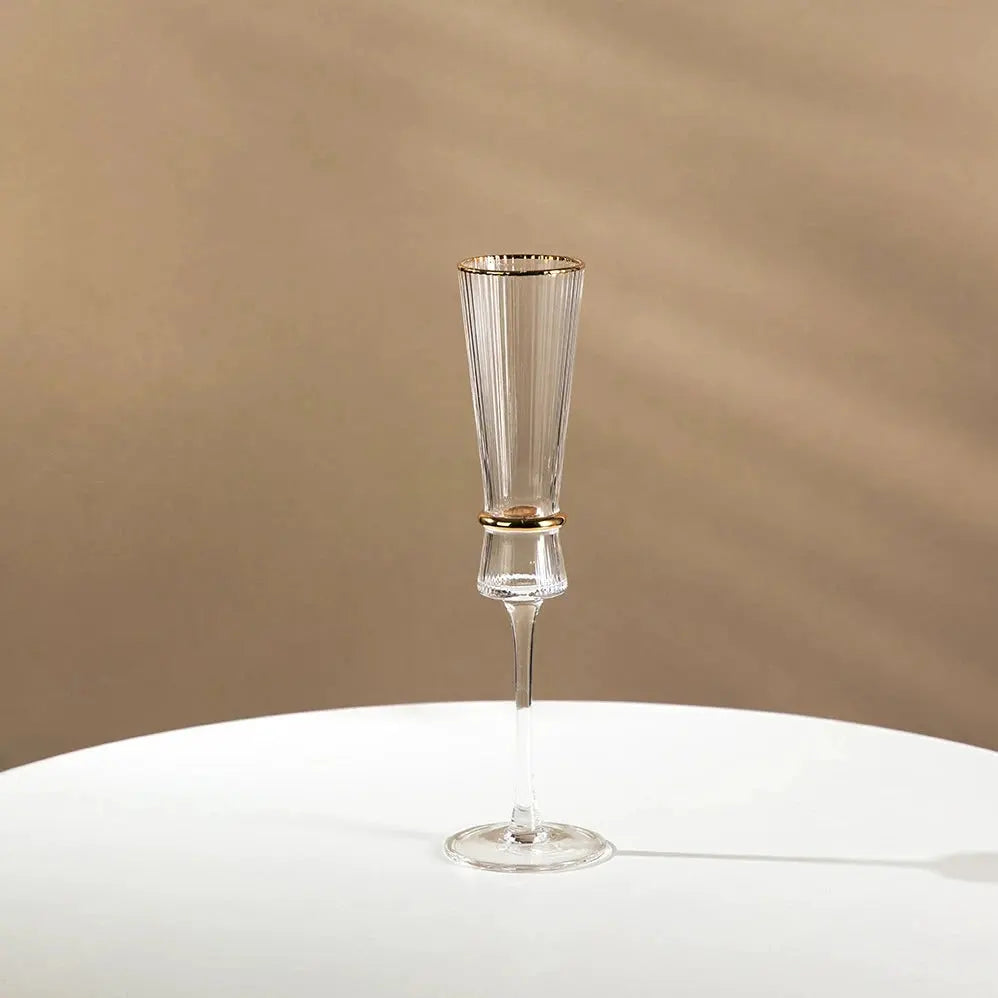 Vertical Grain Gold Waistline Goblet Champagne Glass Cocktail Glass Vertical Grain Water Cup Suit Electroplated Gold Creative Wine Ware Julia M Home & Kitchen