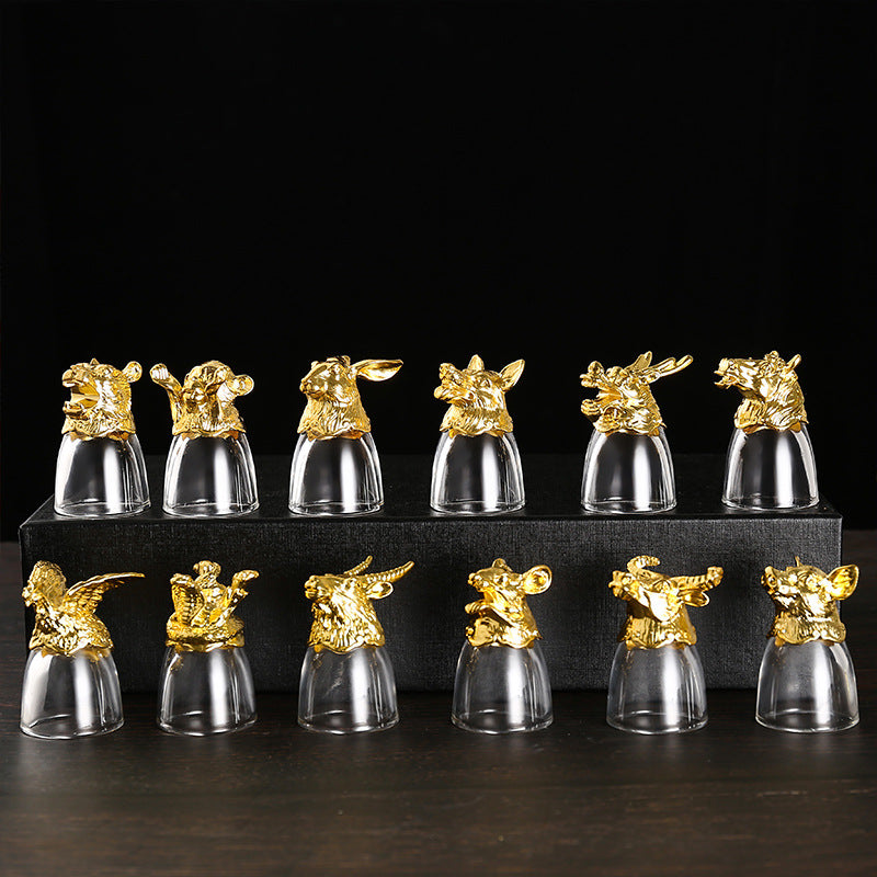 Creative Zodiac White Wine Glass Wine Dispenser Set Manufacturer Wholesale Direct Sales One-Bite Small Wine Glass Souvenir Wine Bottle