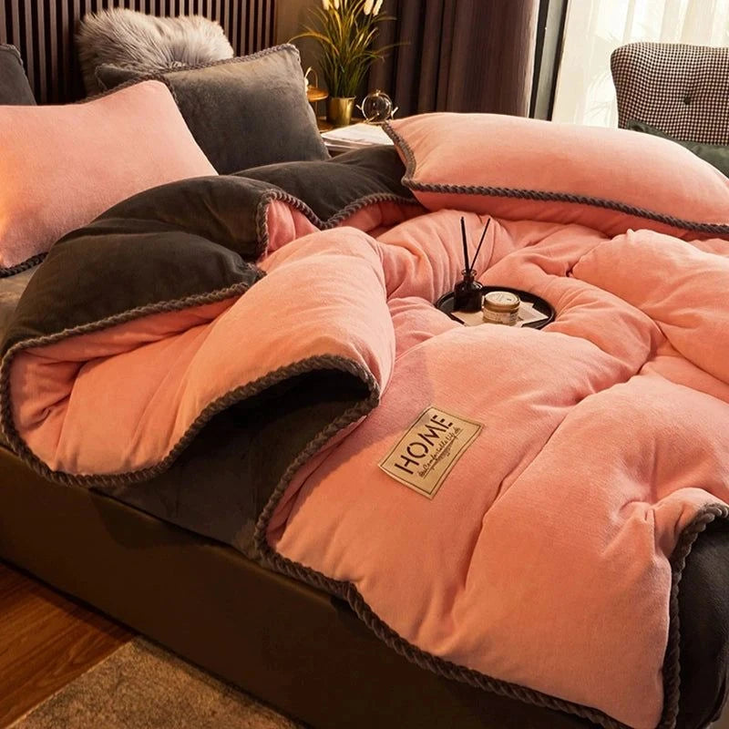 Luxurious Milk Fiber 4-Piece Flannel Bedding Set for Winter Julia M LifeStyles