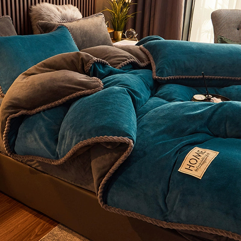 Luxurious Milk Fiber 4-Piece Flannel Bedding Set for Winter Julia M LifeStyles