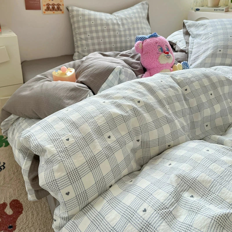 Class A Four-Piece Bedding Set Pure Cotton All Cotton All Year Round Quilt Cover Bed Sheets Quilt Cover Bed Student Dormitory Three-Piece Set Fitted Sheet 4 Julia M LifeStyles