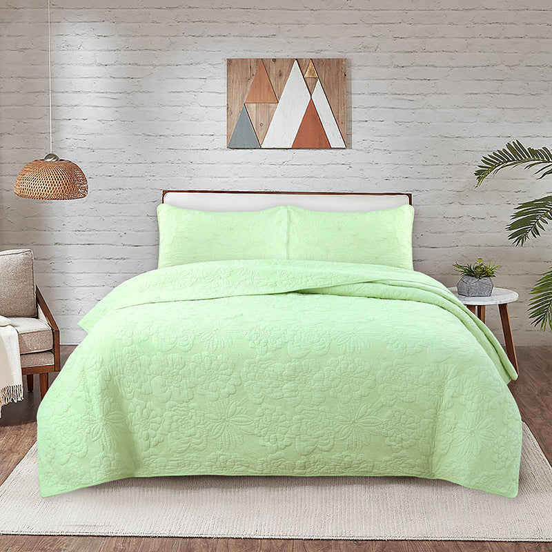 Simple pure cotton bed cover three-piece Nordic double summer cool air conditioning quilt active printing and dyeing breathable comfortable Four Seasons blanket