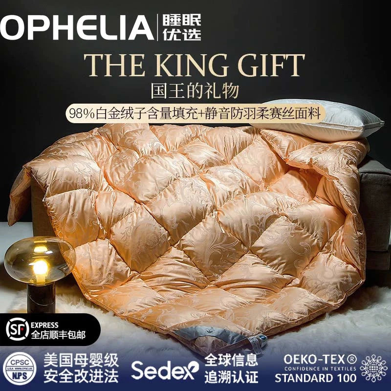 Luxury Italy Import Silk Duvet with 95% White Goose Down for Winter Comfort Julia M Home & Kitchen