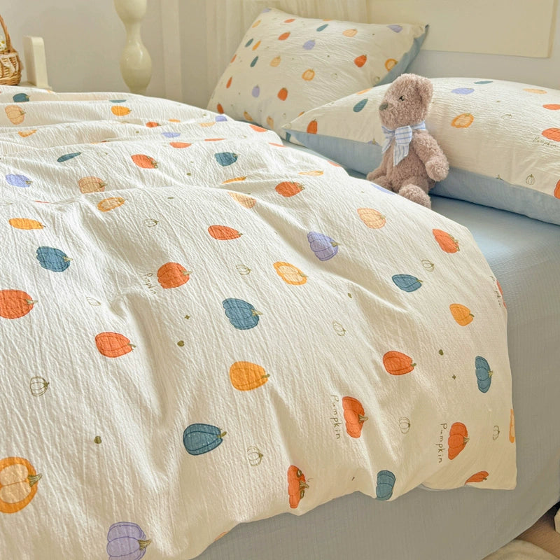 Class A Four-Piece Bedding Set Pure Cotton All Cotton All Year Round Quilt Cover Bed Sheets Quilt Cover Bed Student Dormitory Three-Piece Set Fitted Sheet 4 Julia M LifeStyles