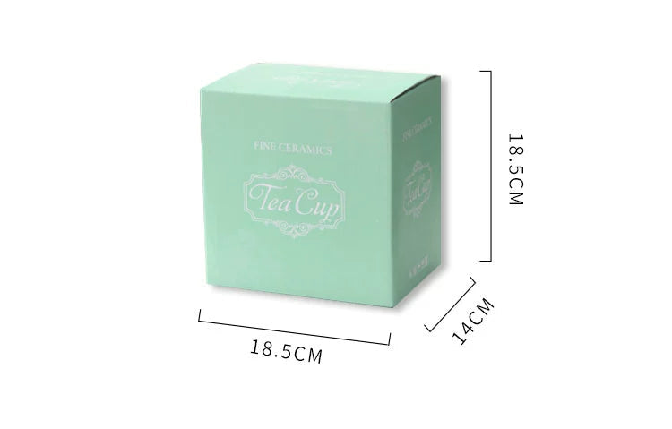 Green tea box packaging with dimensions and text on a white background