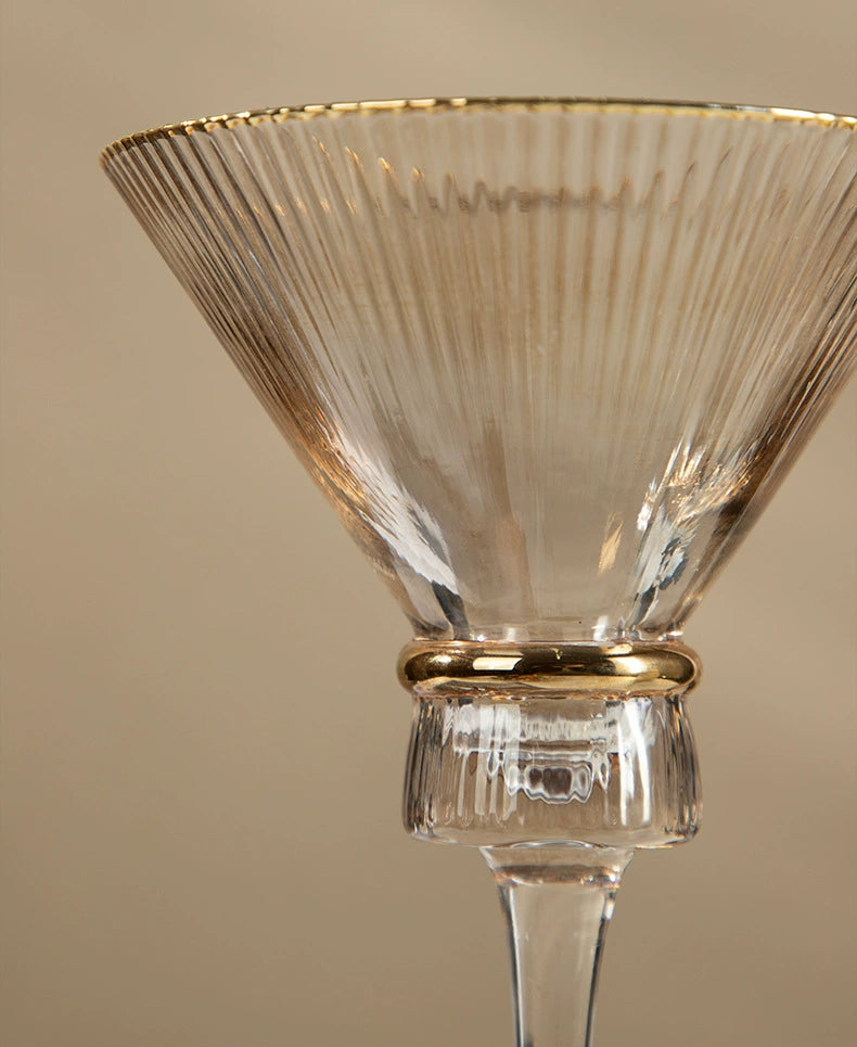 Vertical Grain Gold Waistline Goblet Champagne Glass Cocktail Glass Vertical Grain Water Cup Suit Electroplated Gold Creative Wine Ware Julia M Home & Kitchen