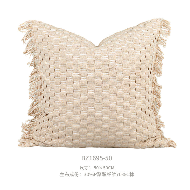 High-End Mid-Century Style Orange Coffee Color Sofa Pillow Designer Cushion Natural Wabi-Sabi Style Model Room Cushion Lumbar Pillow