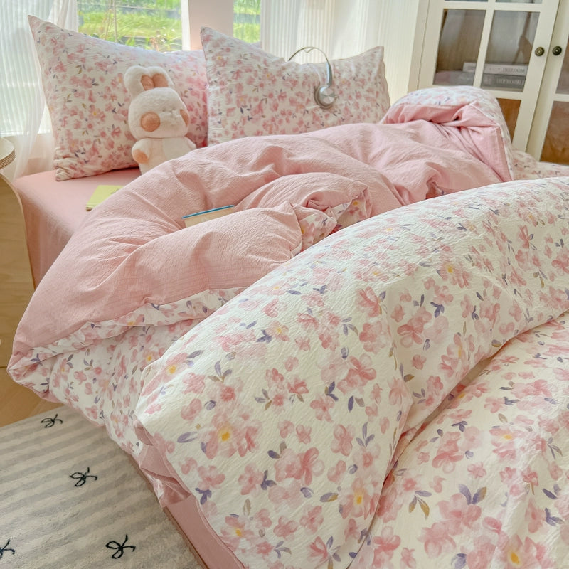 Class A Four-Piece Bedding Set Pure Cotton All Cotton All Year Round Quilt Cover Bed Sheets Quilt Cover Bed Student Dormitory Three-Piece Set Fitted Sheet 4 Julia M LifeStyles