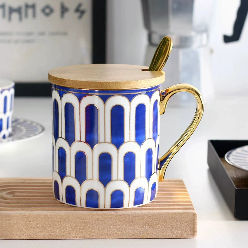 Florence Exquisite European-Style Bone China Mug with Lid and Spoon Julia M LifeStyles