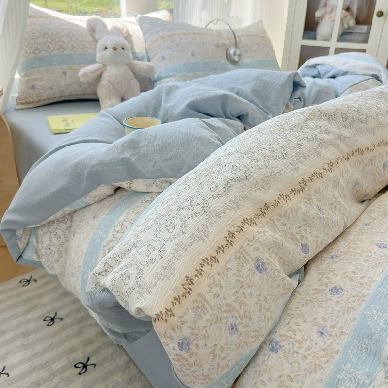 Class A Four-Piece Bedding Set Pure Cotton All Cotton All Year Round Quilt Cover Bed Sheets Quilt Cover Bed Student Dormitory Three-Piece Set Fitted Sheet 4 Julia M LifeStyles