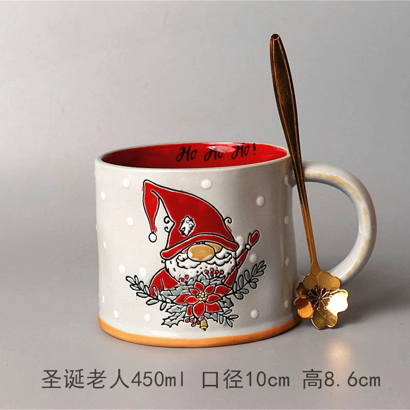 Vintage Floral Hand-Painted Ceramic Water Cup with Spoon Julia M Home & Kitchen