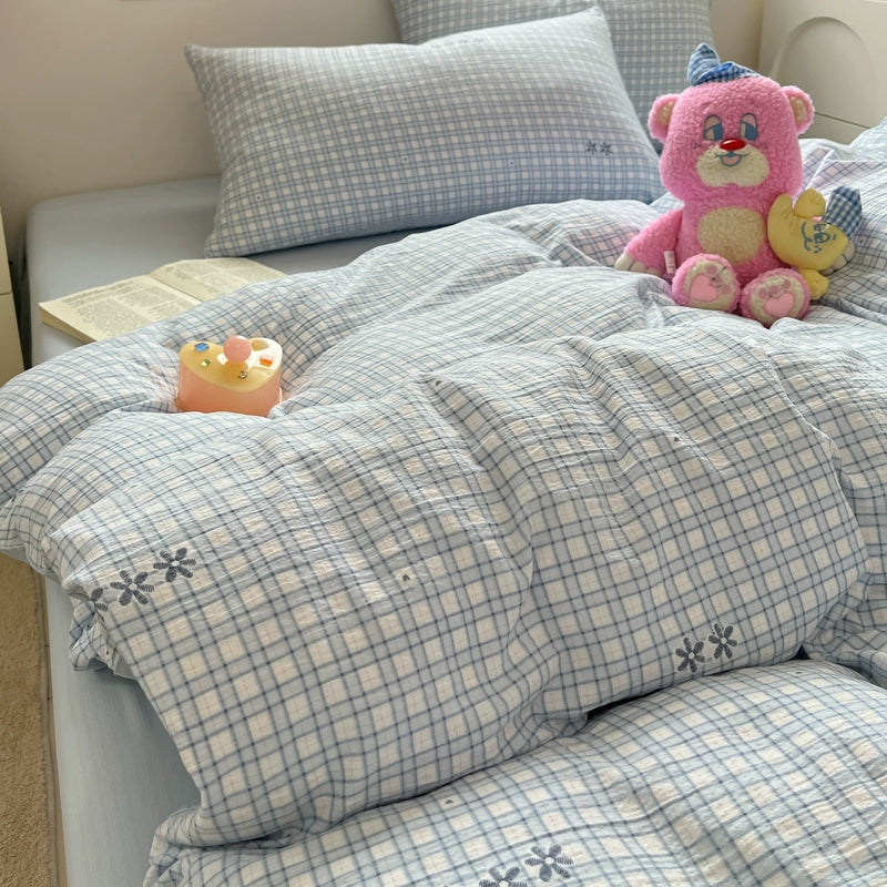 Class A Four-Piece Bedding Set Pure Cotton All Cotton All Year Round Quilt Cover Bed Sheets Quilt Cover Bed Student Dormitory Three-Piece Set Fitted Sheet 4 Julia M LifeStyles