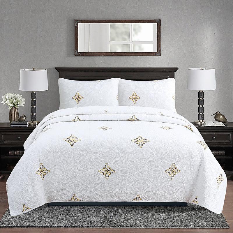 Simple pure cotton bed cover three-piece Nordic double summer cool air conditioning quilt active printing and dyeing breathable comfortable Four Seasons blanket