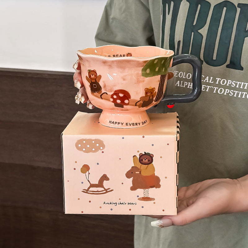 Mug Creative Artistic Ceramic Water Cup 2024 New Style Women's Office Home Breakfast Coffee Cup Accompanying Gift